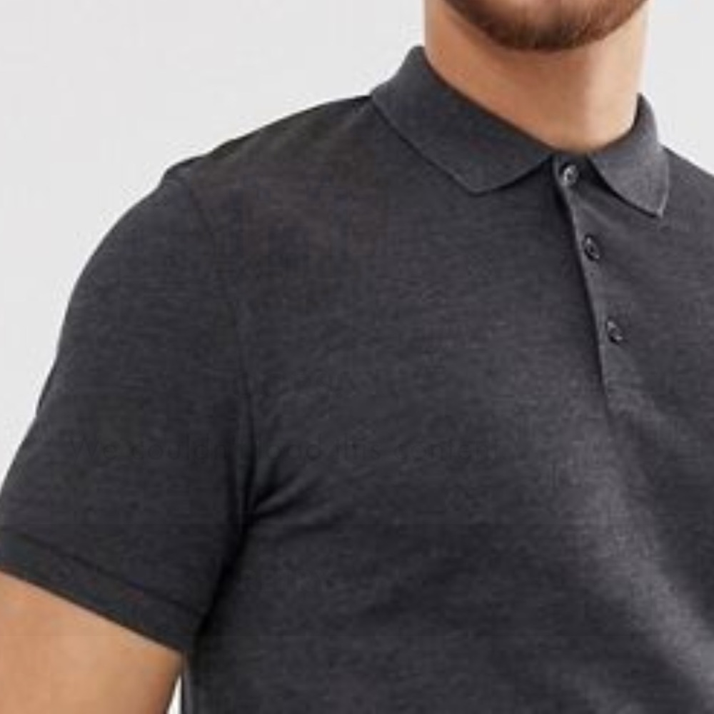 Pique polo in charcoal marl